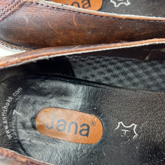 Jana Brown Leather Loafers with Chunky Heel - Picture 5 of 9